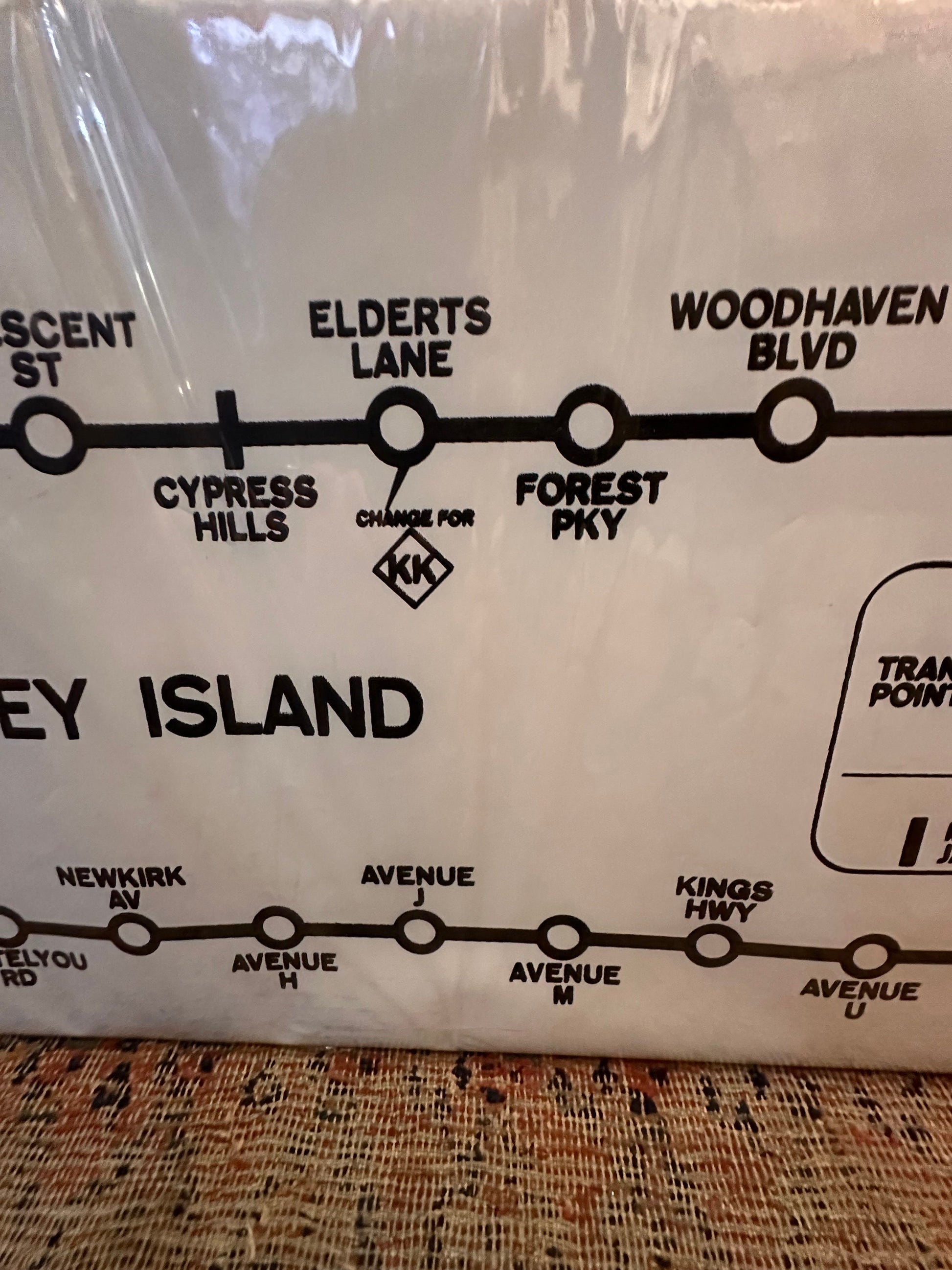 Vintage NYC Subway Sign Map - 168th Street Jamaica to Coney Island QJ Line