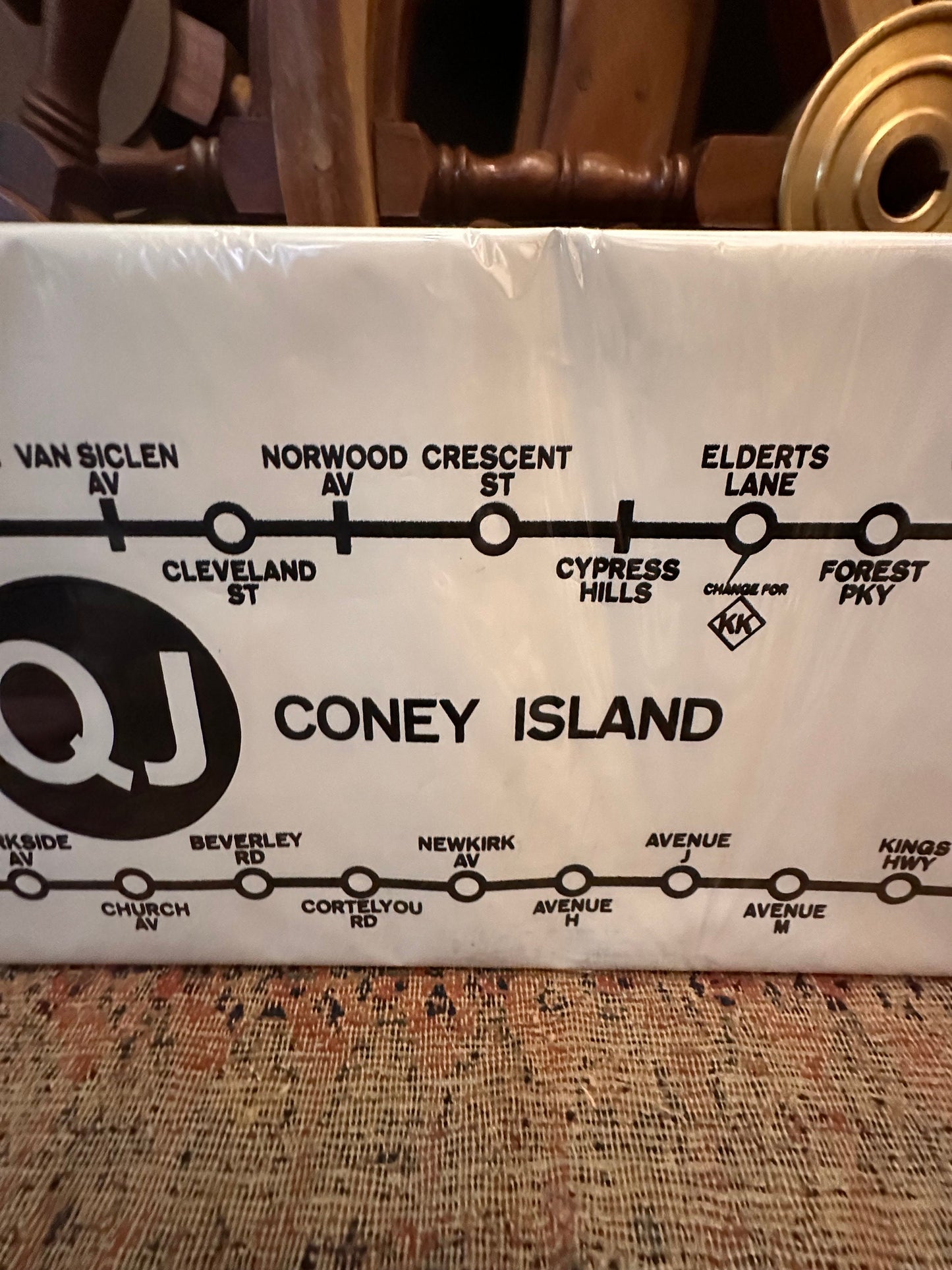 Vintage NYC Subway Sign Map - 168th Street Jamaica to Coney Island QJ Line