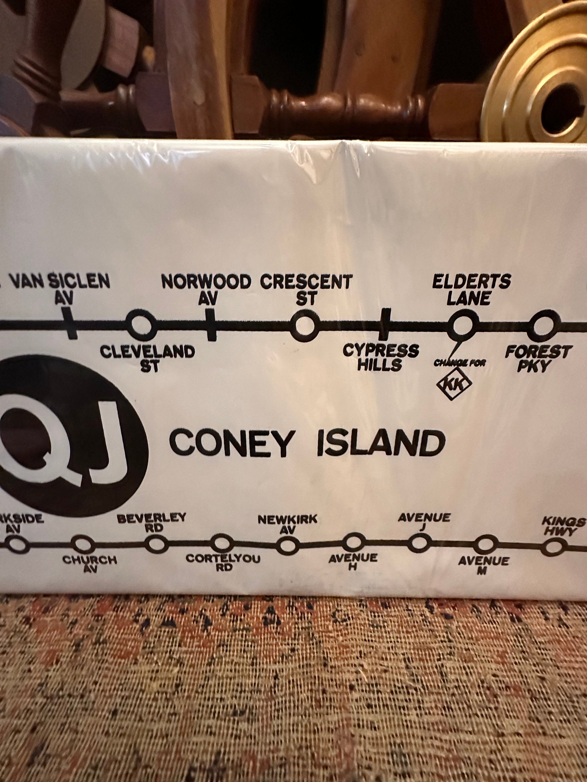 Vintage NYC Subway Sign Map - 168th Street Jamaica to Coney Island QJ Line