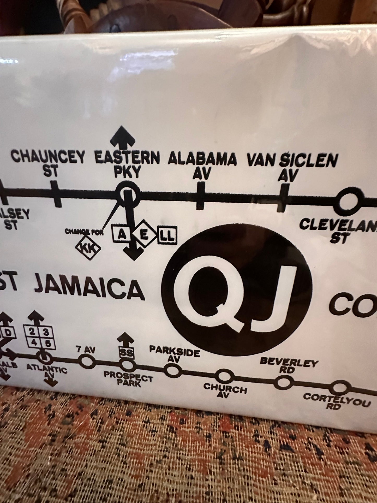 Vintage NYC Subway Sign Map - 168th Street Jamaica to Coney Island QJ Line