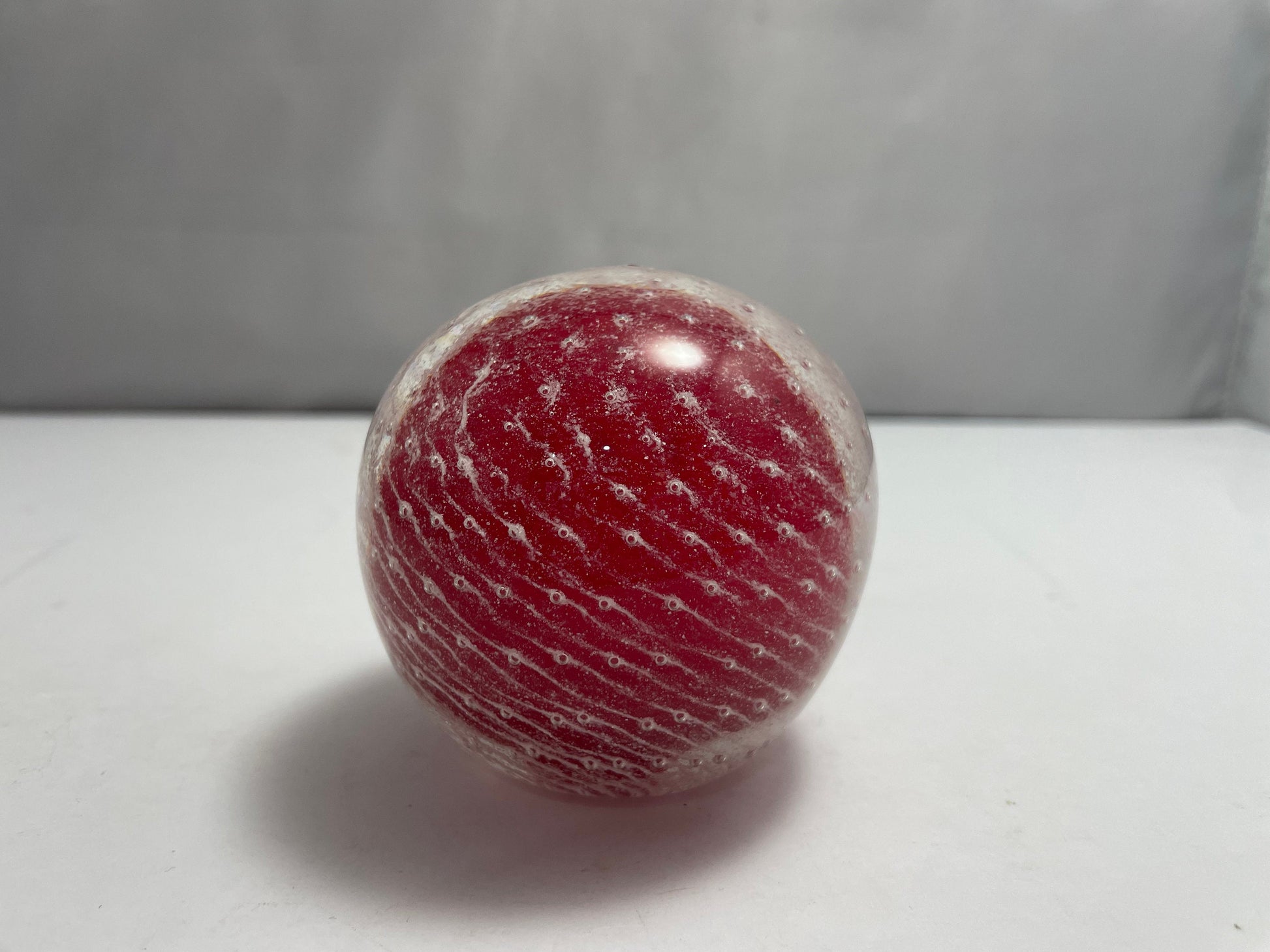 Vintage Lefton Red White Swirl Paperweight