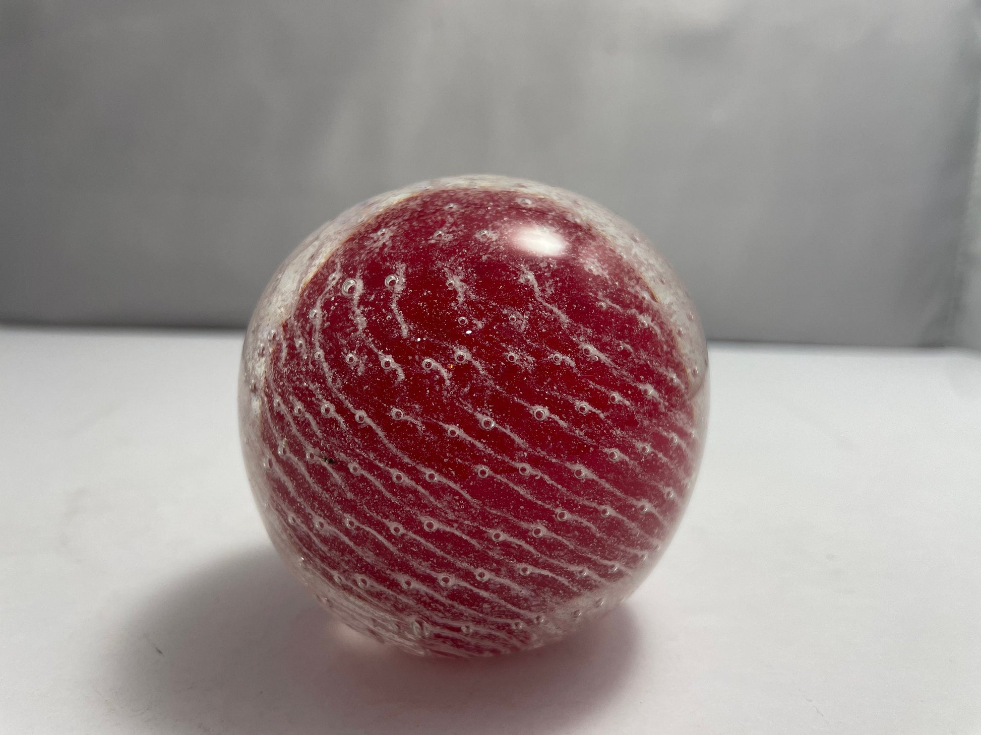 Vintage Lefton Red White Swirl Paperweight