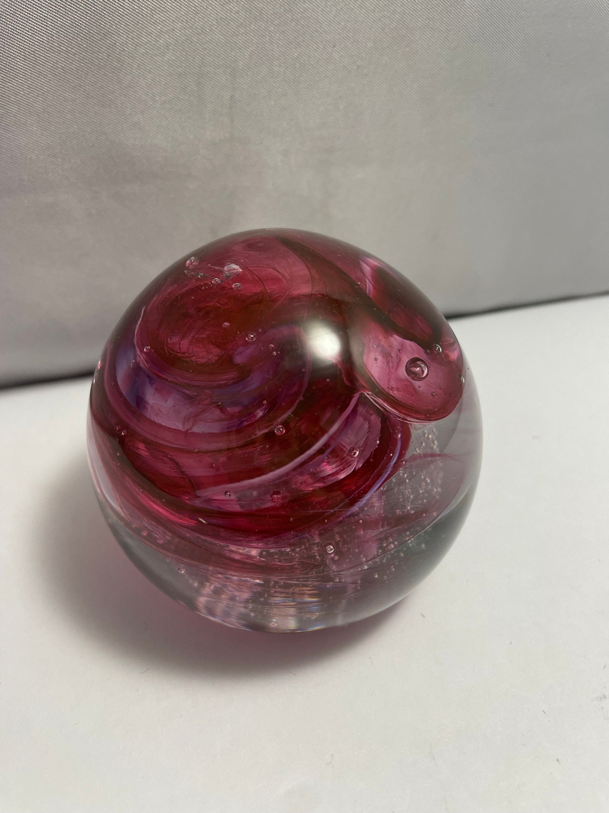 Vintage 1996 Free State Signed Purple Swirl Paperweight