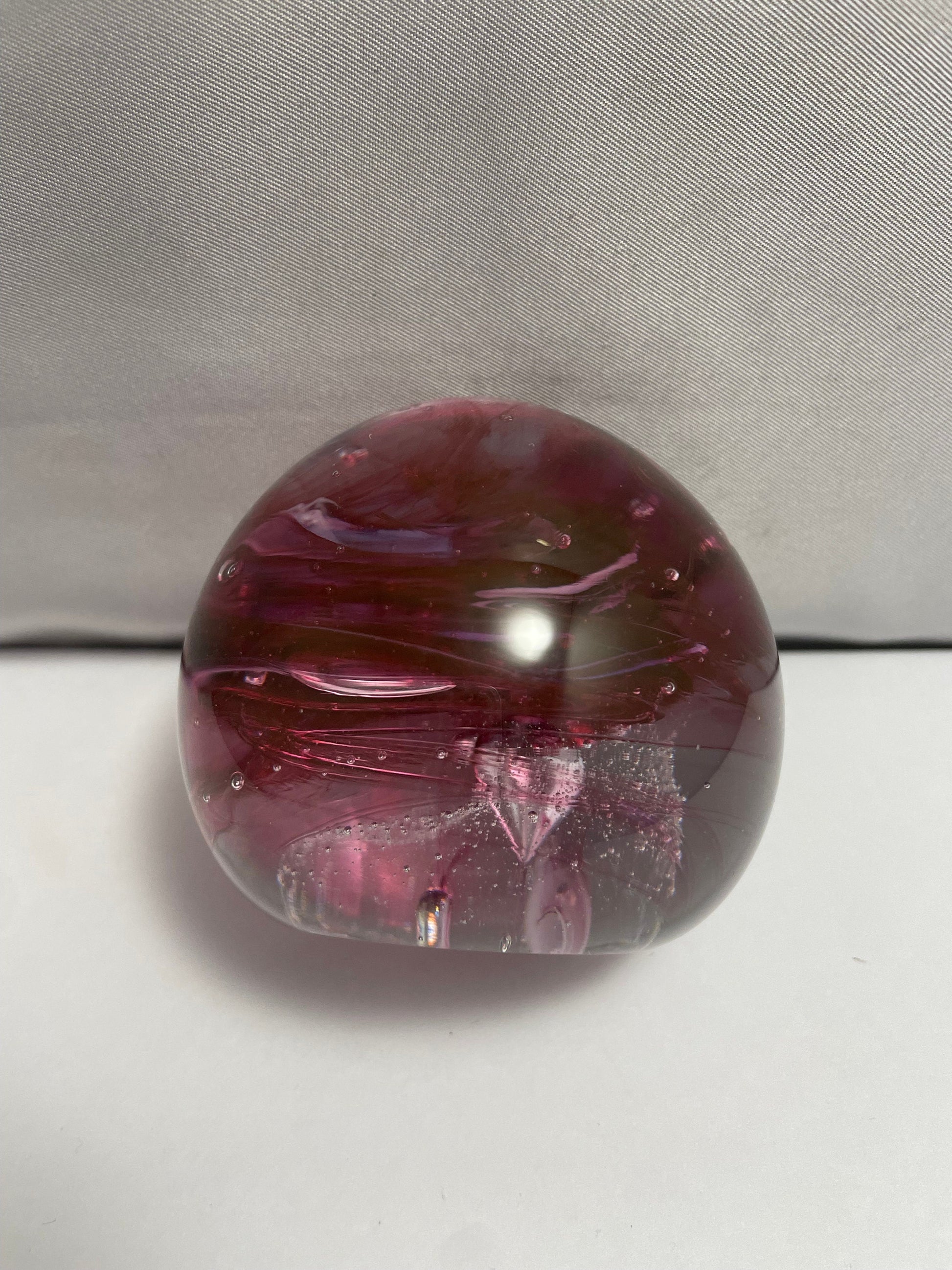 Vintage 1996 Free State Signed Purple Swirl Paperweight