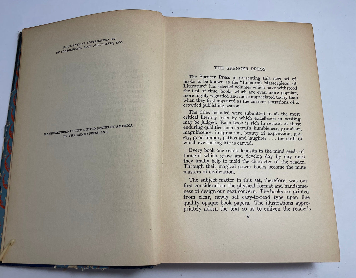 Immortal Masterpieces of Literature, The Adventures of Tom Sawyer by Samuel L. Clemens, Classic 1930's Tales, Vintage Literature