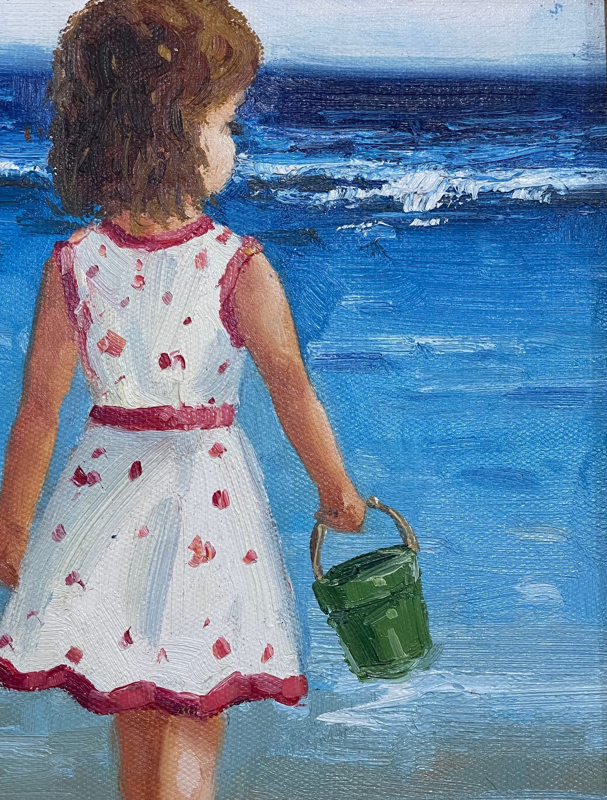 Claude Marie Buford Signed Framed Oil On Canvas, Beach Girl Painting, Coastal Painting, Beach Artwork