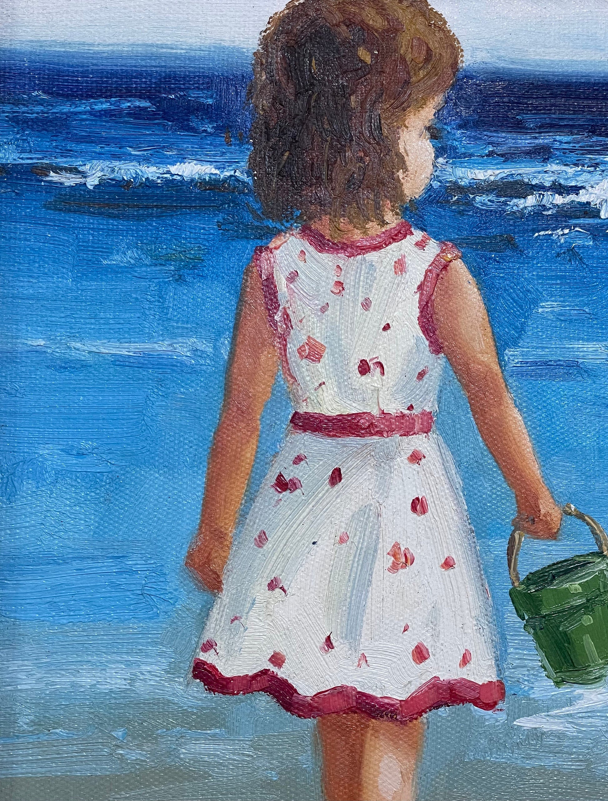 Claude Marie Buford Signed Framed Oil On Canvas, Beach Girl Painting, Coastal Painting, Beach Artwork
