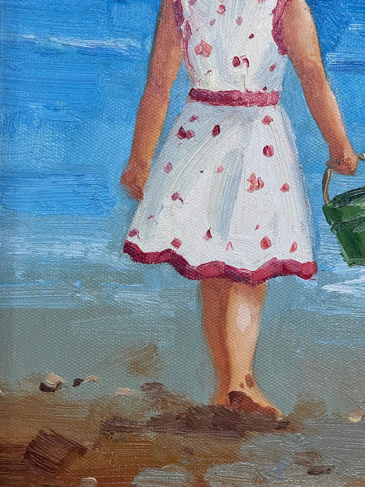 Claude Marie Buford Signed Framed Oil On Canvas, Beach Girl Painting, Coastal Painting, Beach Artwork