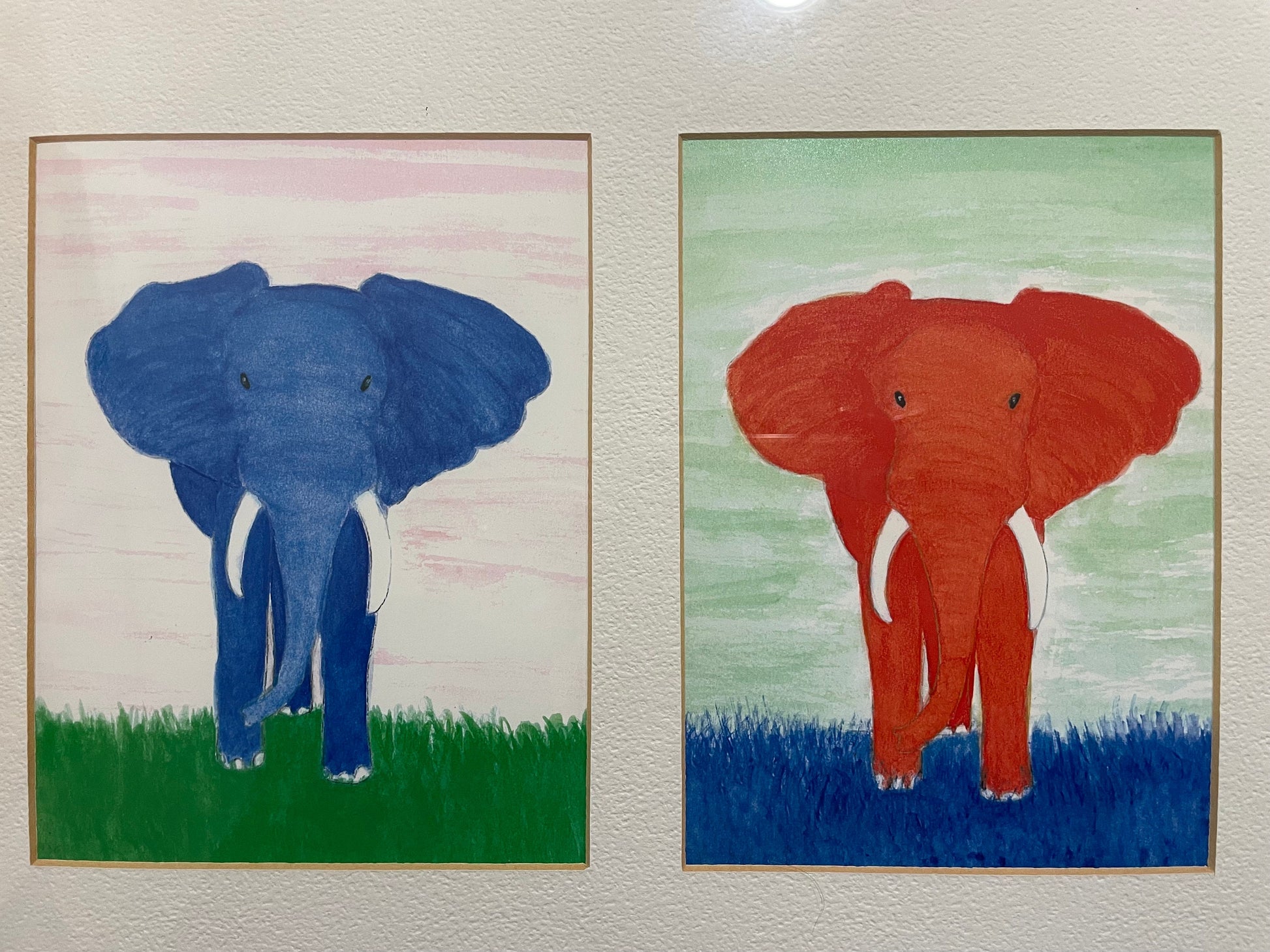 Elephant Drawing Print, Three Elephants, Colorful Artwork, Nursery Decor, Safari Art, Animal Wall Art, Vibrant Wall Decoration