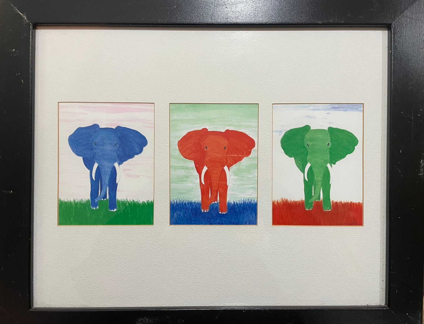 Elephant Drawing Print, Three Elephants, Colorful Artwork, Nursery Decor, Safari Art, Animal Wall Art, Vibrant Wall Decoration