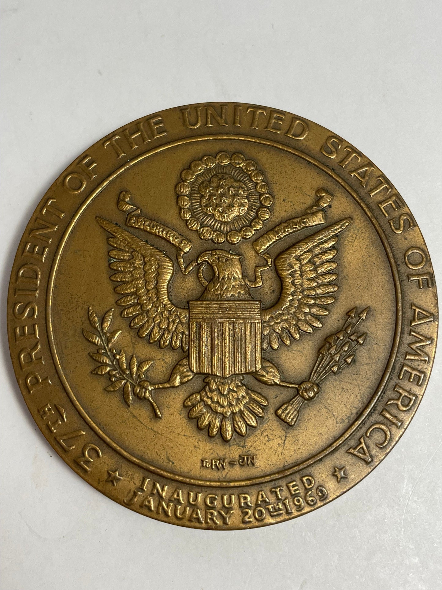 Vintage Richard Milhous Nixon 37th President of US 1969 Inaugurated Vintage Bronze Medal, Presidential Memorabilia, Vintage US Collectible