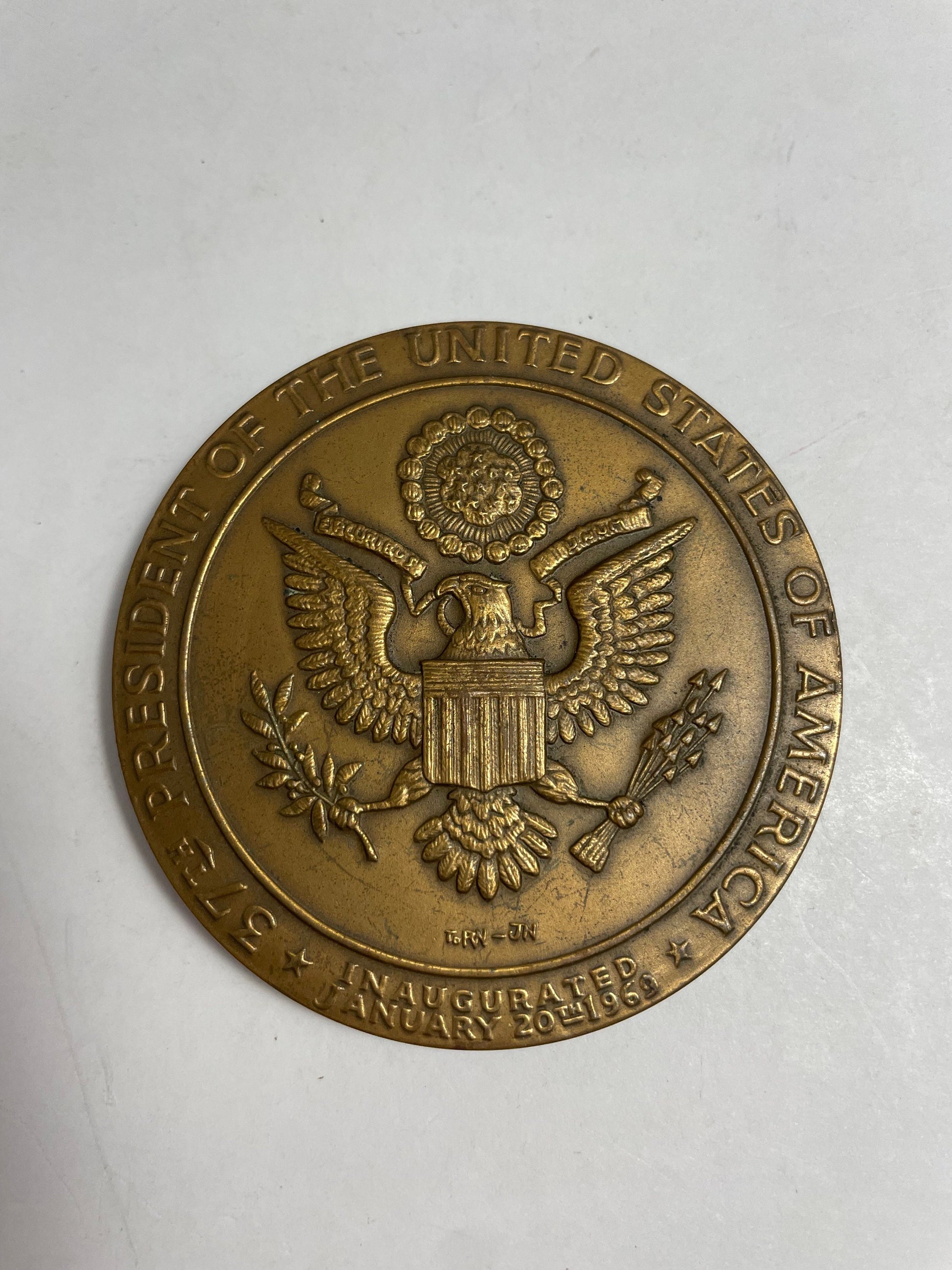 Vintage Richard Milhous Nixon 37th President of US 1969 Inaugurated Vintage Bronze Medal, Presidential Memorabilia, Vintage US Collectible