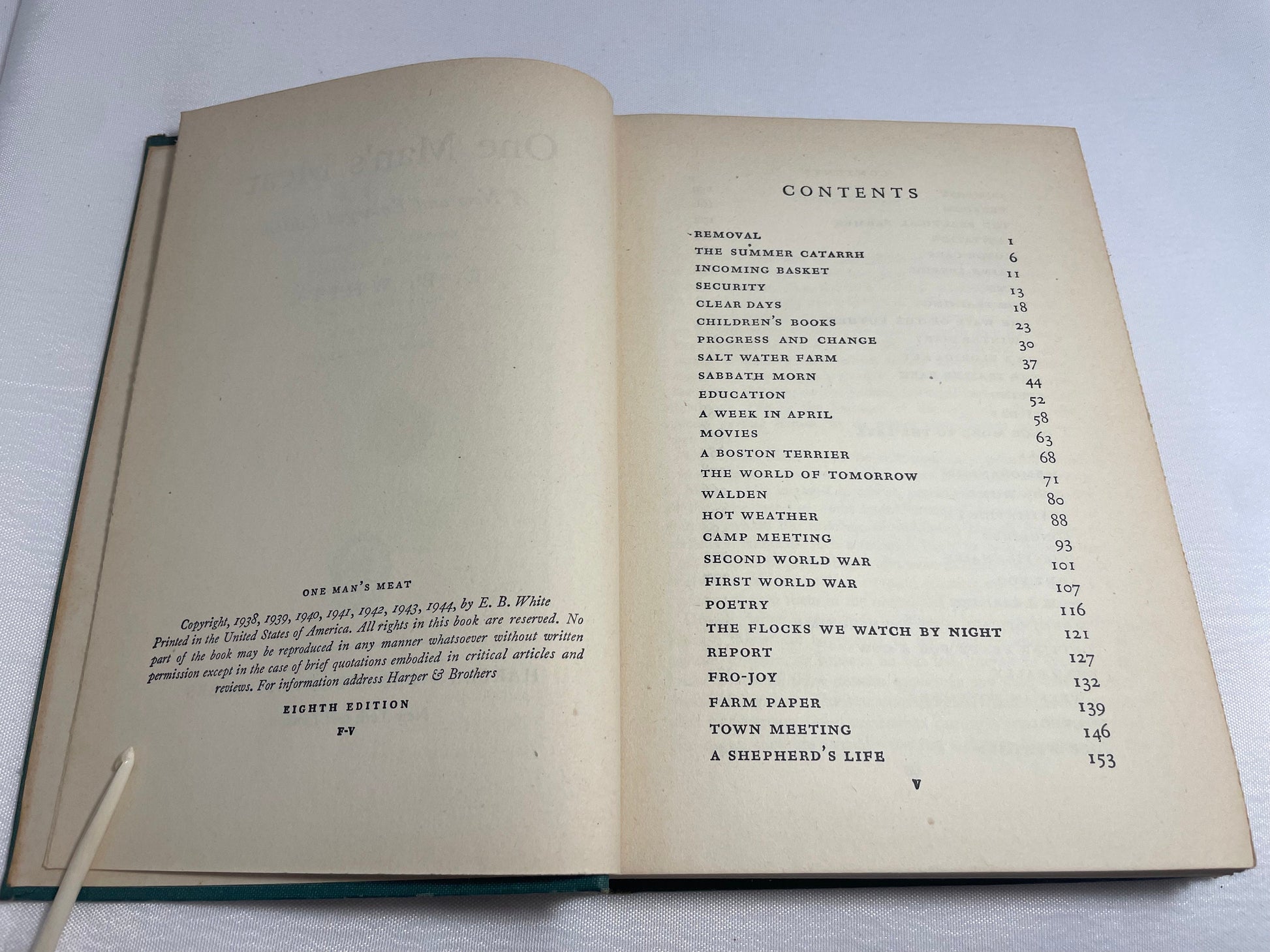 One Man's Meat by E.B. White, New and Enlarged Edition, Classic Novel, Collectible Book, Anthology of Columns, Personal Record, Vintage Book