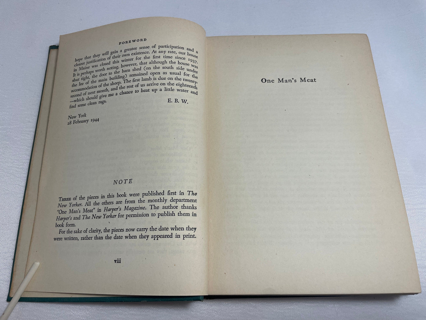 One Man's Meat by E.B. White, New and Enlarged Edition, Classic Novel, Collectible Book, Anthology of Columns, Personal Record, Vintage Book