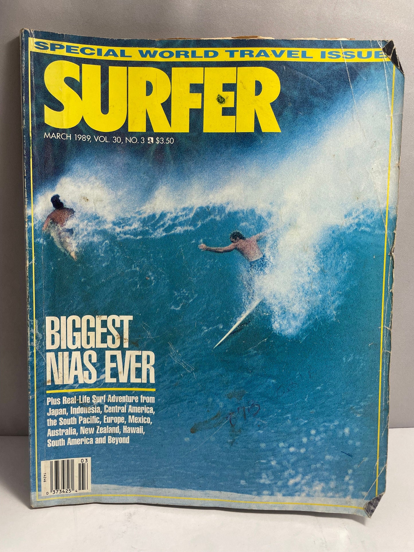 1989 March Special World Travel Issue Surfer Magazine, Vintage Surfing Collectible 90's Sports Memorabilia