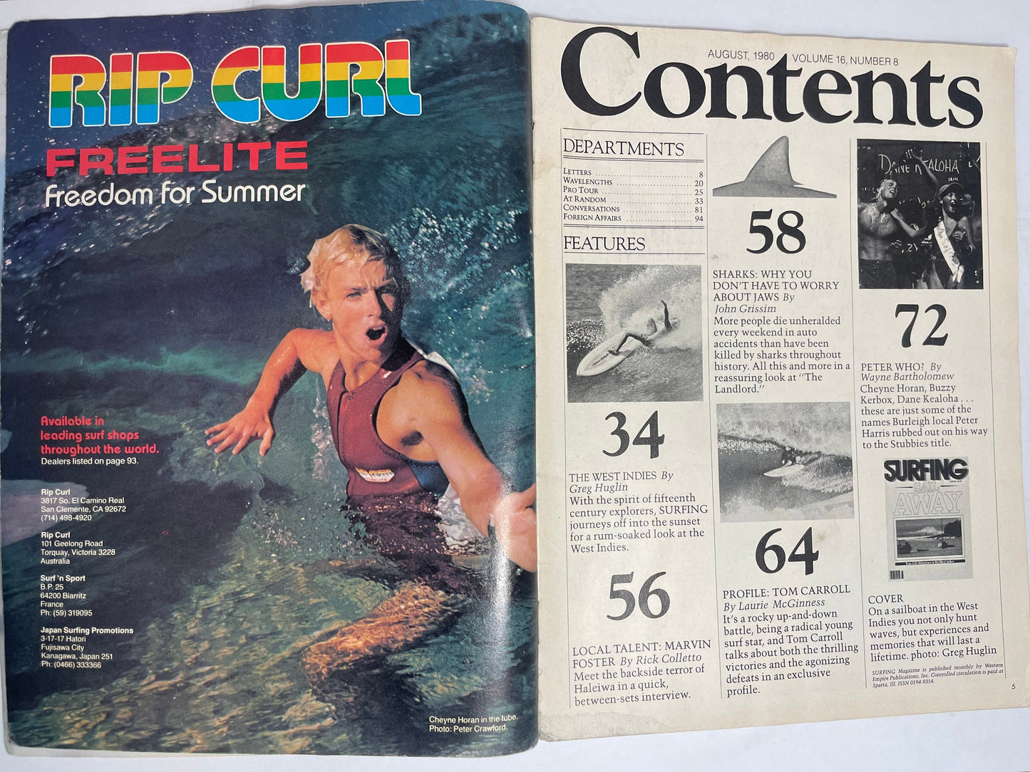 1980 August Surfing Magazine, Vintage Surfing Collectible, 80's Sports Memorabilia