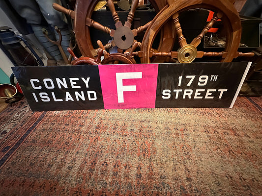 Vintage NYC Subway Sign Map - Coney Island to 179th Street F Line