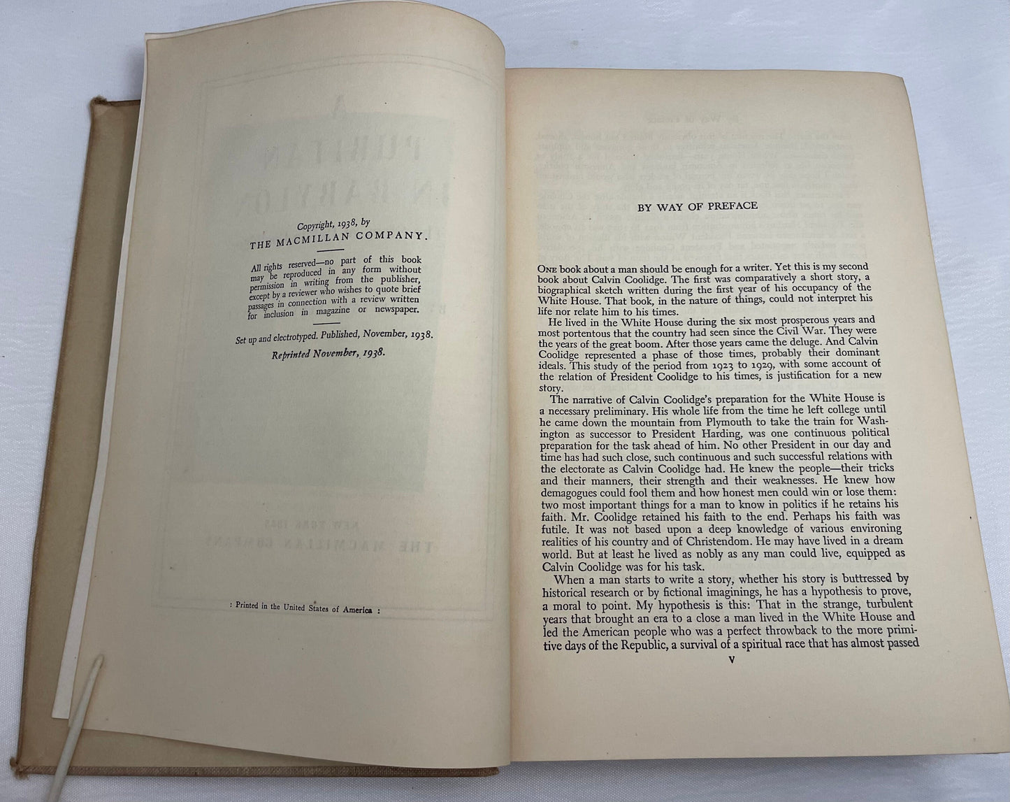 A Puritan in Babylon; The Story of Calvin Coolidge by William Allen White | Biography | Political/Economic Book | Collectible 1938 Edition