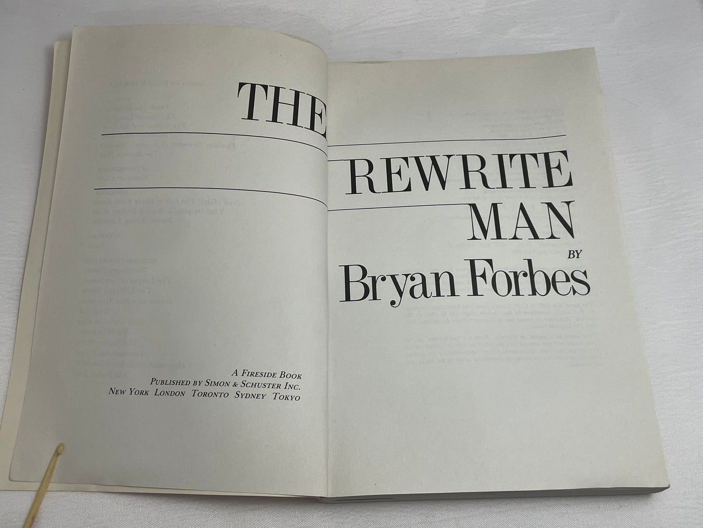 The Rewrite Man by Bryan Forbes | Hollywood Scriptwriter | Fiction Book | Vintage 80's Book