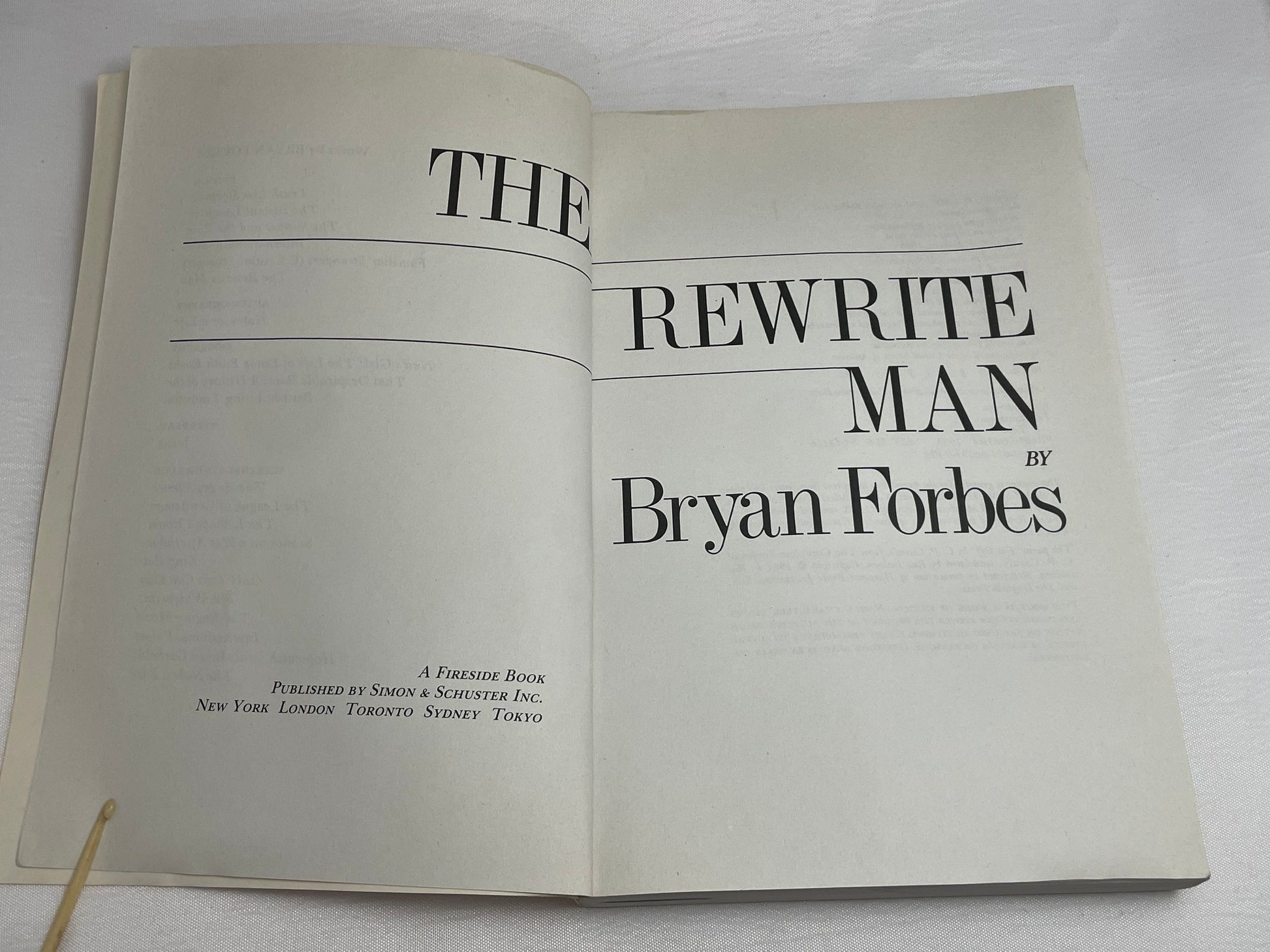 The Rewrite Man by Bryan Forbes | Hollywood Scriptwriter | Fiction Book | Vintage 80's Book