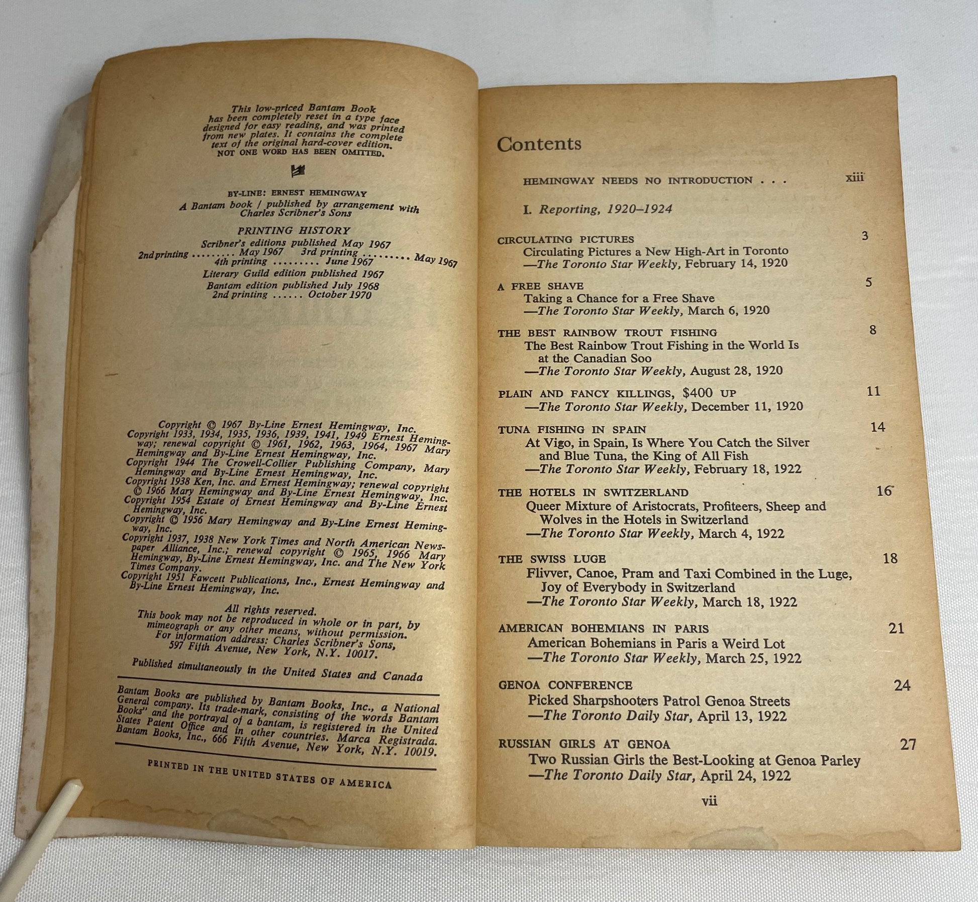 By-line: Ernest Hemingway Edited by William White, Journalism, English Literature, Selected Articles and Dispatches of Four Decades, Vintage