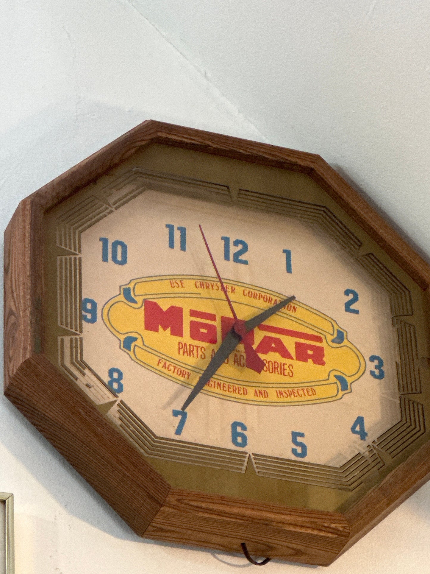 Vintage Mopar Plug-in Wall Clock, 1950's Collector's Item, Classic Car Decor, Unique Gift Idea