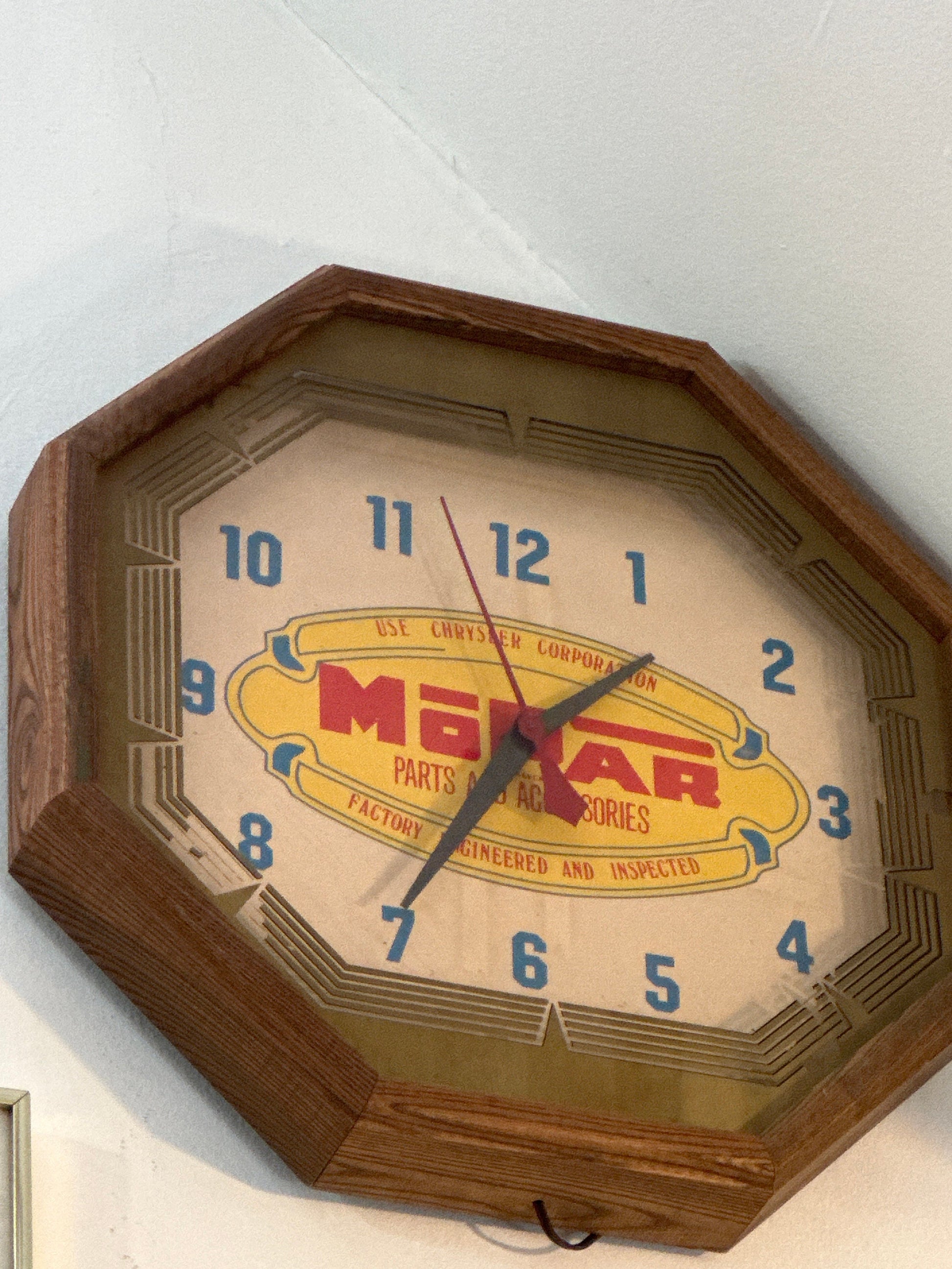 Vintage Mopar Plug-in Wall Clock, 1950's Collector's Item, Classic Car Decor, Unique Gift Idea