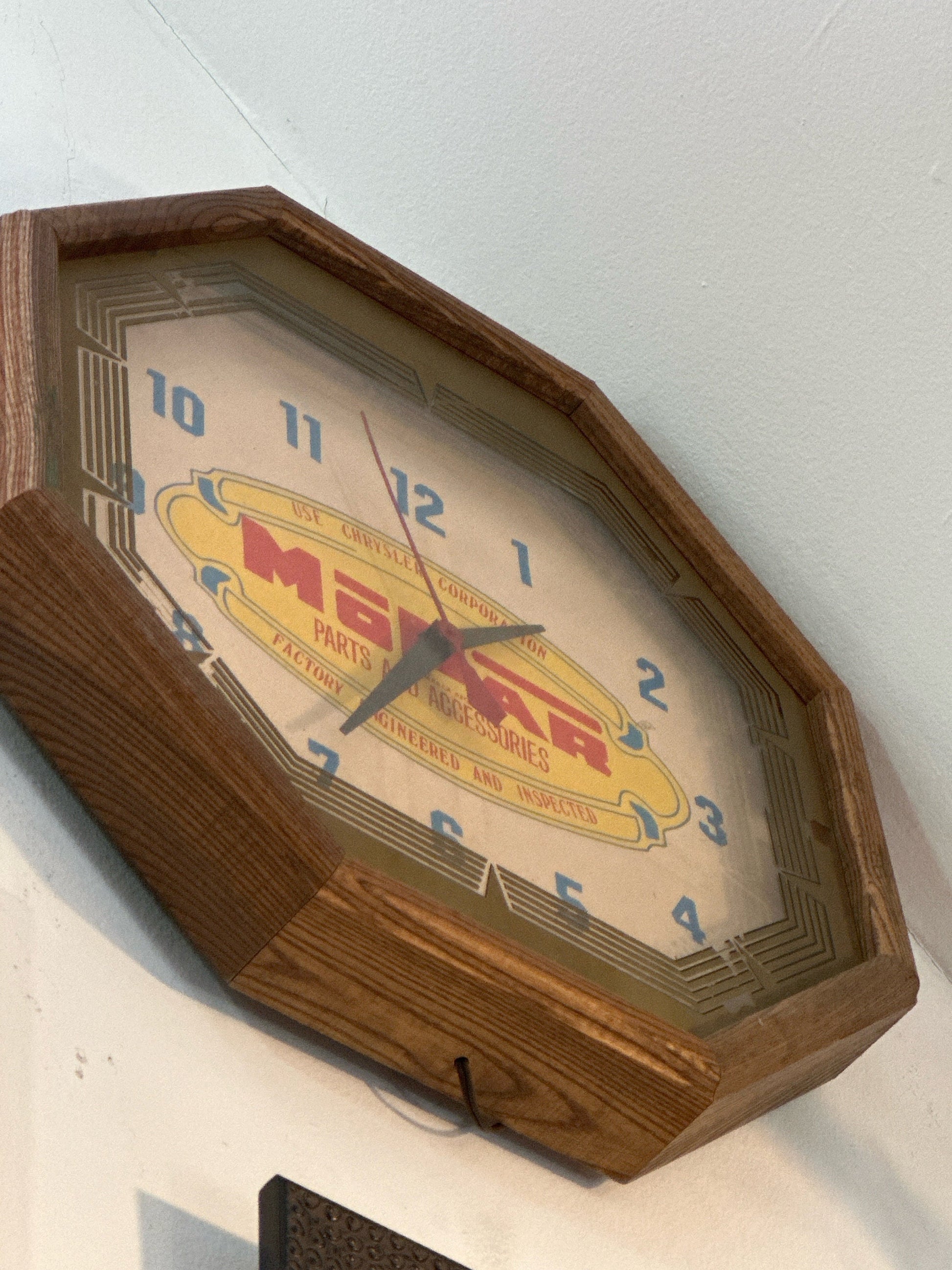 Vintage Mopar Plug-in Wall Clock, 1950's Collector's Item, Classic Car Decor, Unique Gift Idea