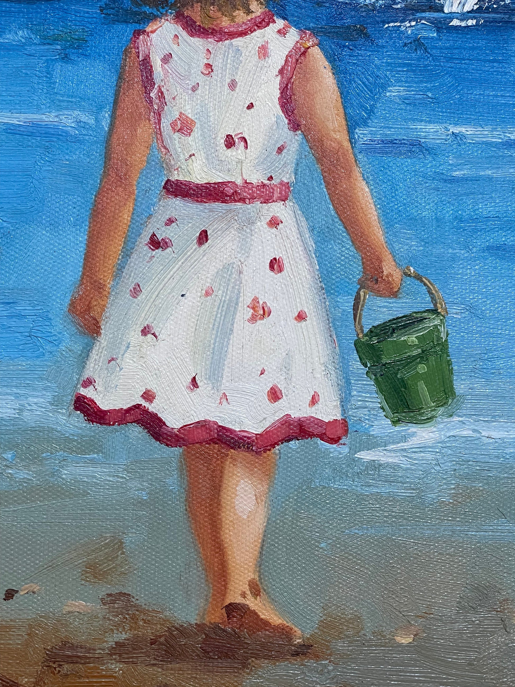 Claude Marie Buford Signed Framed Oil On Canvas, Beach Girl Painting, Coastal Painting, Beach Artwork
