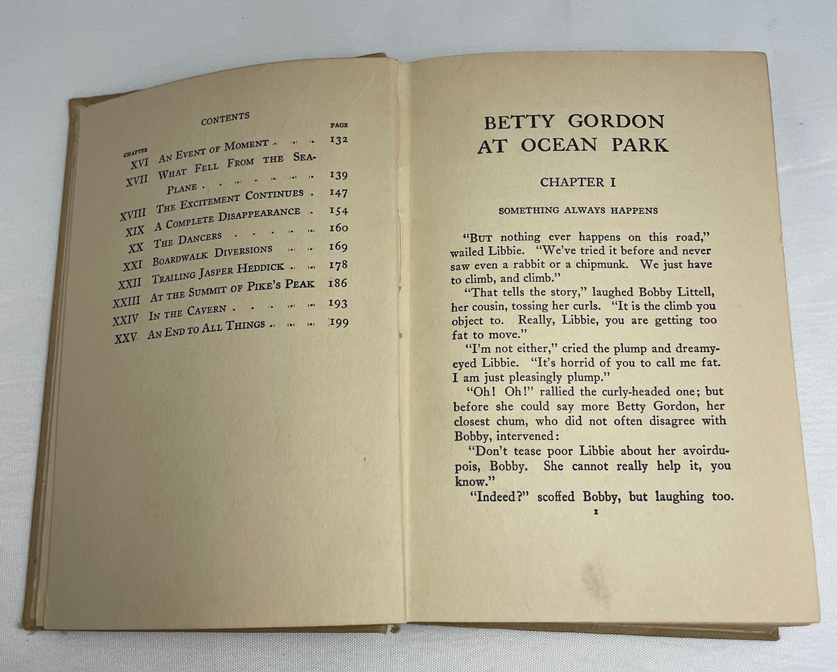 Betty Gordon at Ocean Park or Gay Days on the Boardwalk By Alice B. Emerson, Illustrated Book, 1920's Books, Collectible Series