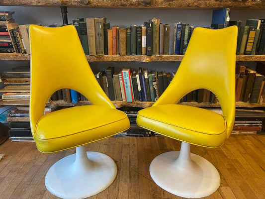 Vintage 1950's Tulip Chairs, Yellow Chairs, Fiberglass, Set of 2, Tulip Chair Set, Vintage Home Decor, One of a Kind Home Decor