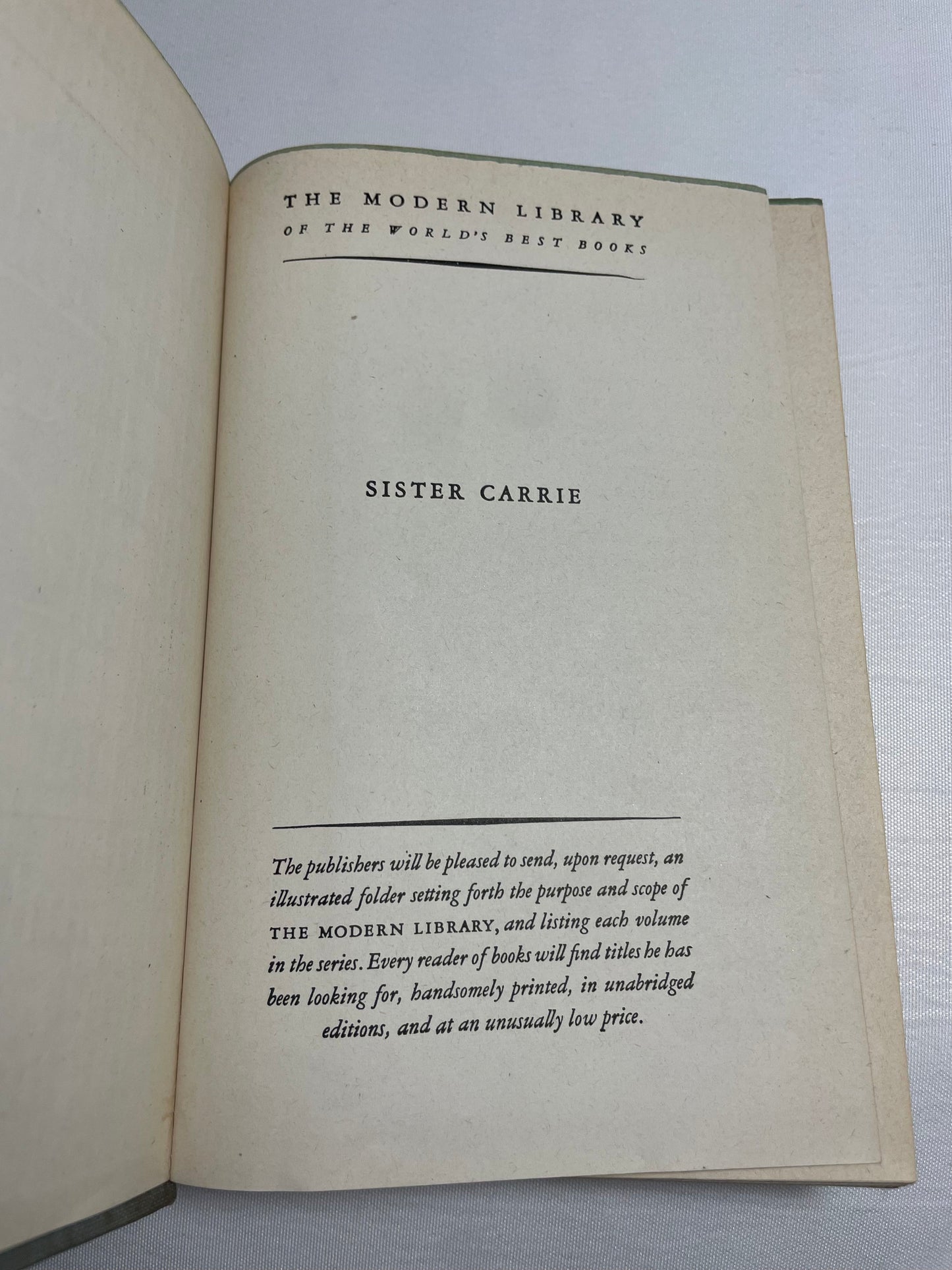 Sister Carrie by Theodore Dreiser, Classic Novel, Collectible Fiction Book, American Urban Novel