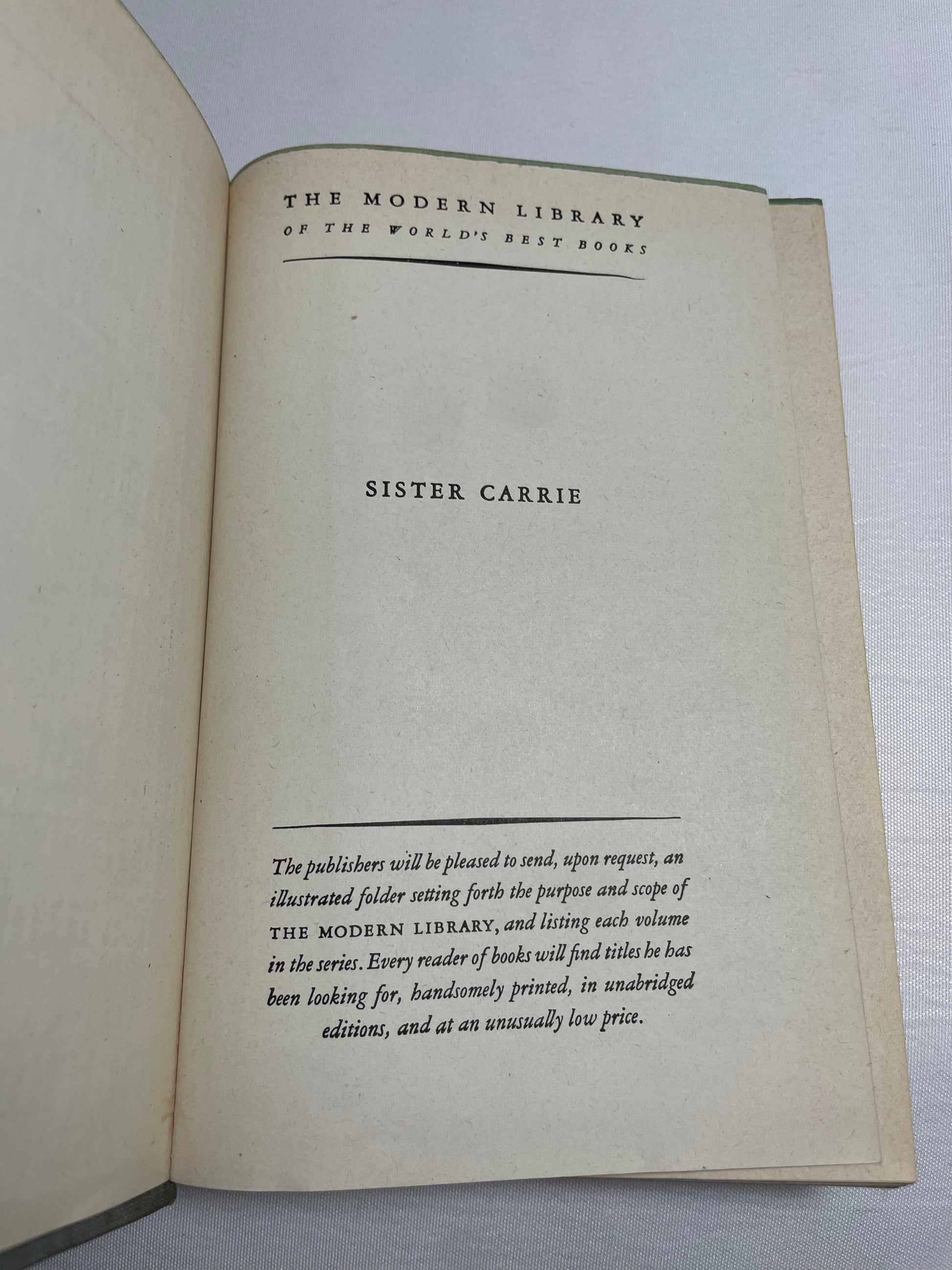 Sister Carrie by Theodore Dreiser, Classic Novel, Collectible Fiction Book, American Urban Novel