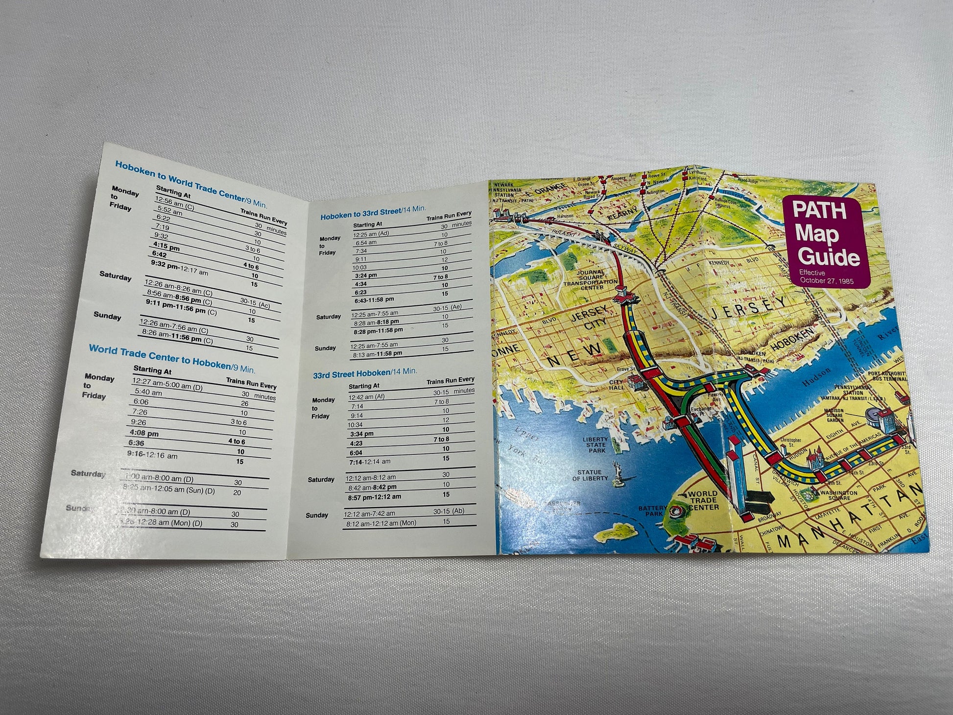 October 27, 1985 PATH Map Guide Port Authority Trans-Hudson Service Guide