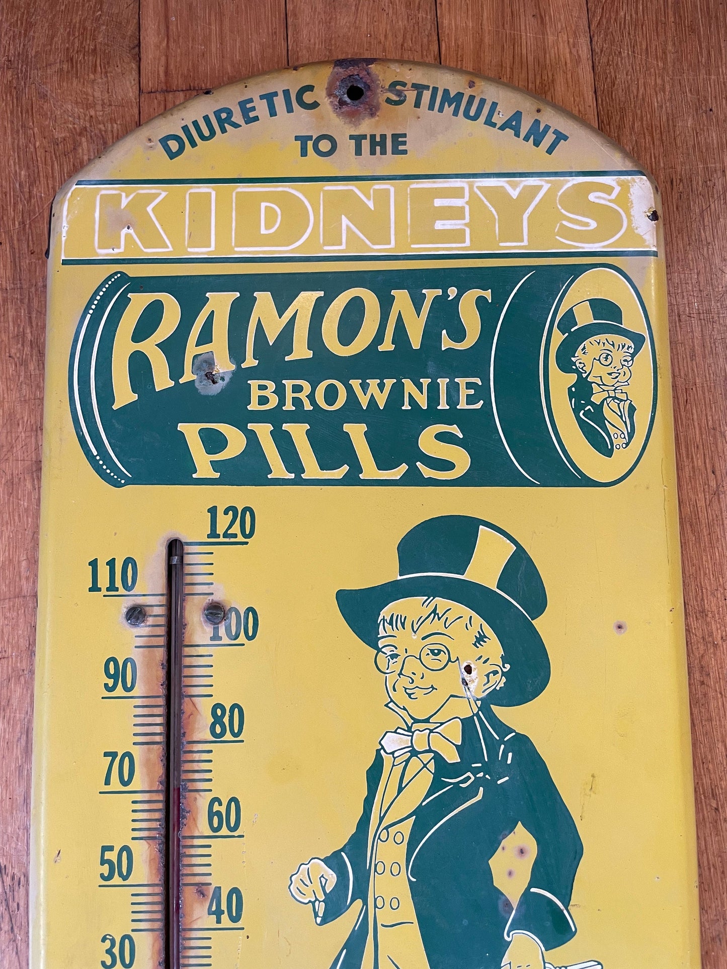 Antique Ramon's Brownie Pills Tin Sign