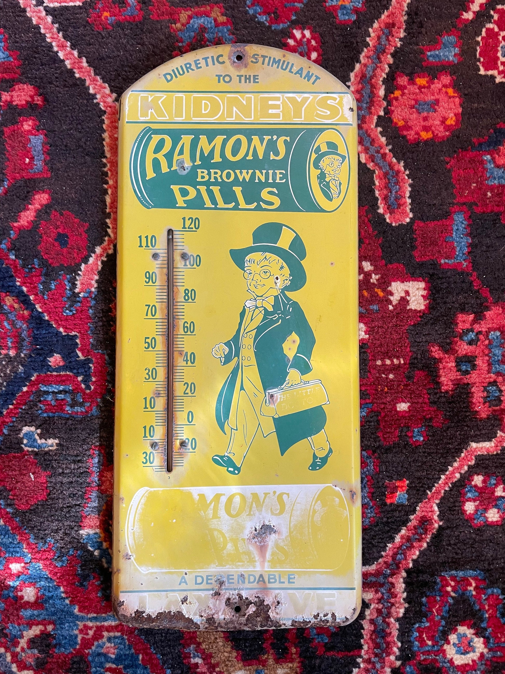 Antique Ramon's Brownie Pills Tin Sign