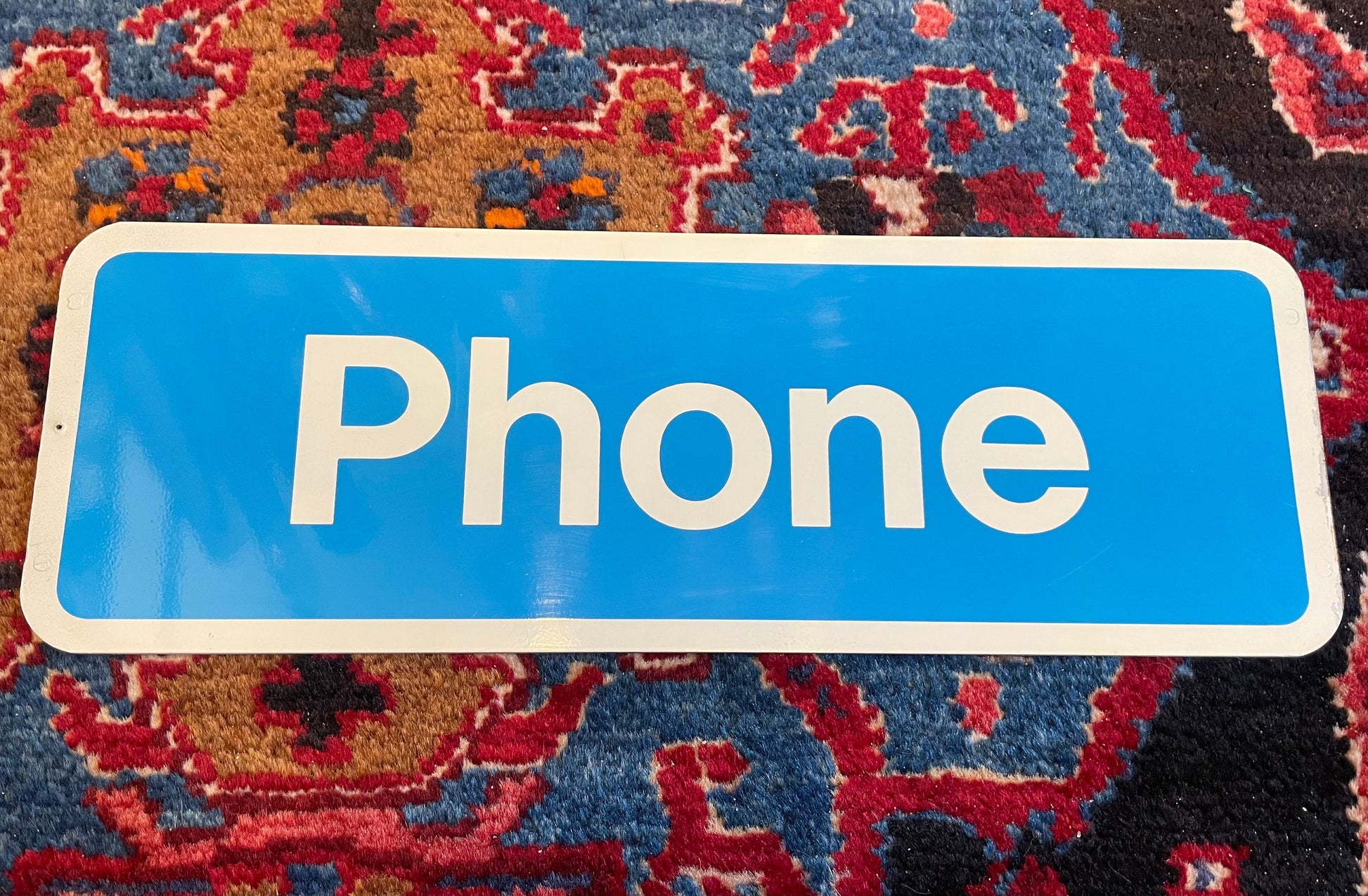 Vintage Telephone Payphone Sign, 1980's Sign, Blue Phone Sign, Collectible Public Sign