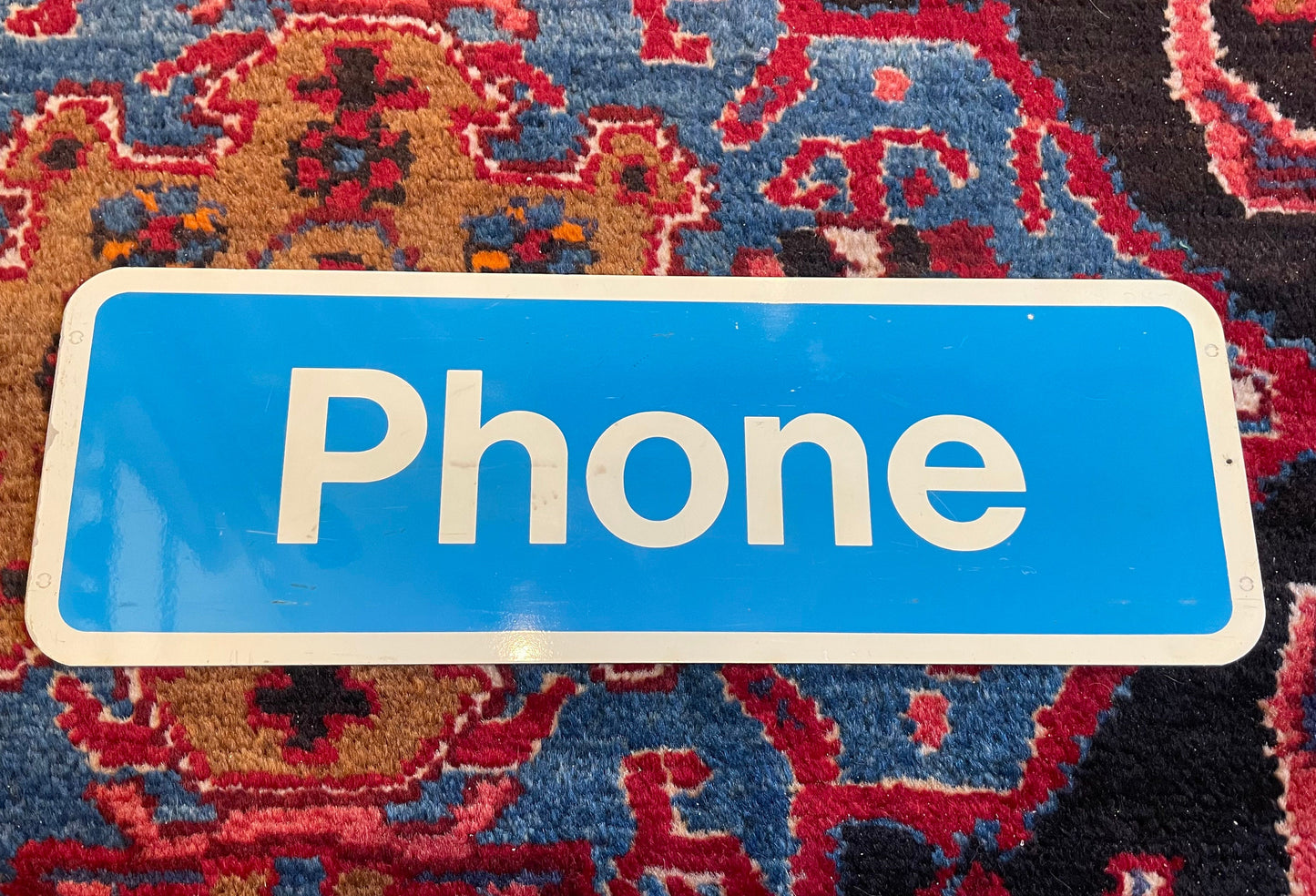 Vintage Telephone Payphone Sign, 1980's Sign, Blue Phone Sign, Collectible Public Sign