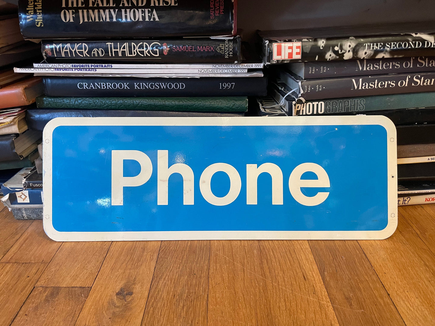 Vintage Telephone Payphone Sign, 1980's Sign, Blue Phone Sign, Collectible Public Sign