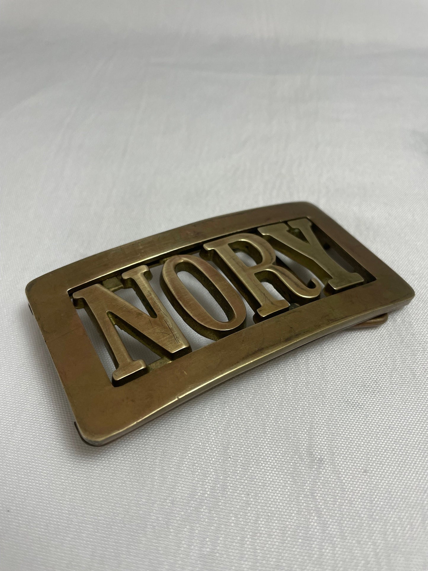 Vintage 1990's Personalized Name 'Nory' Belt Buckle, Vintage Accessories, Brass Belt Buckle, Custom Name Belt Buckle