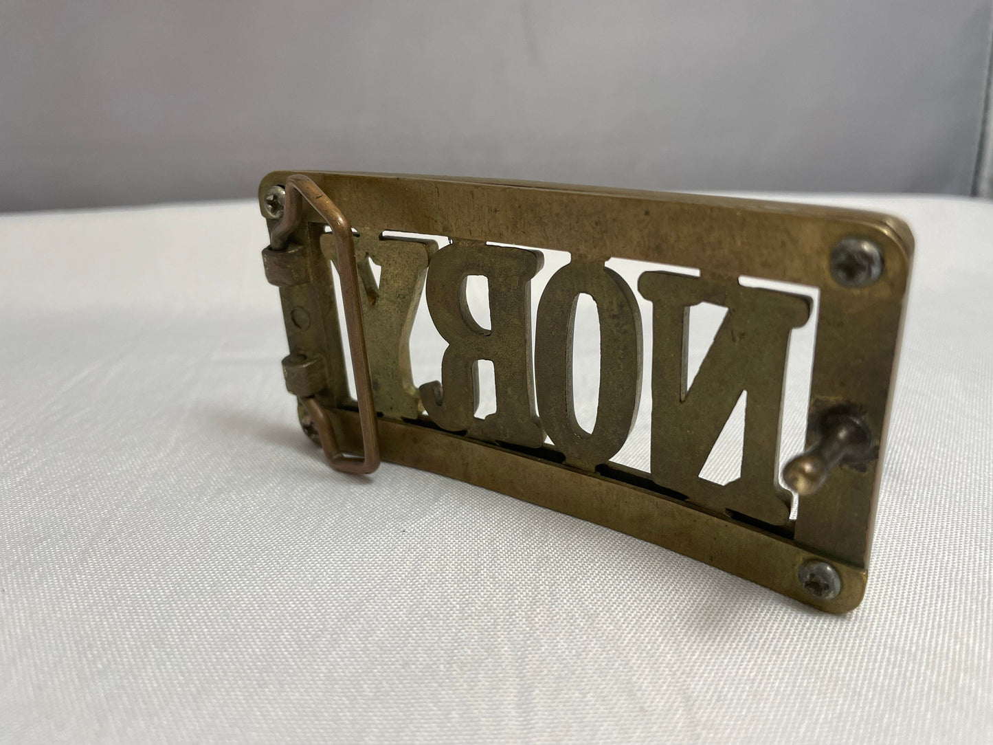 Vintage 1990's Personalized Name 'Nory' Belt Buckle, Vintage Accessories, Brass Belt Buckle, Custom Name Belt Buckle