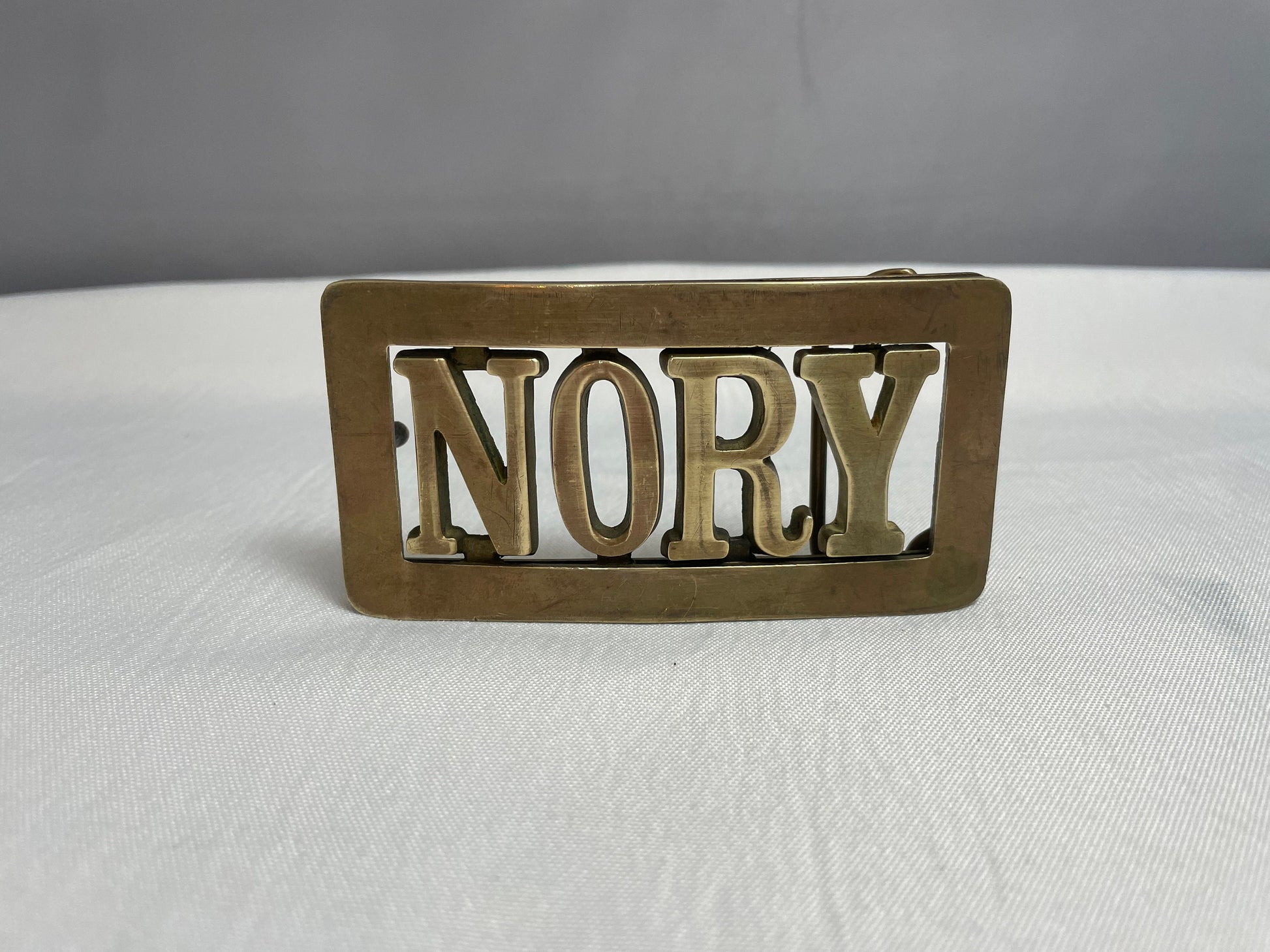 Vintage 1990's Personalized Name 'Nory' Belt Buckle, Vintage Accessories, Brass Belt Buckle, Custom Name Belt Buckle