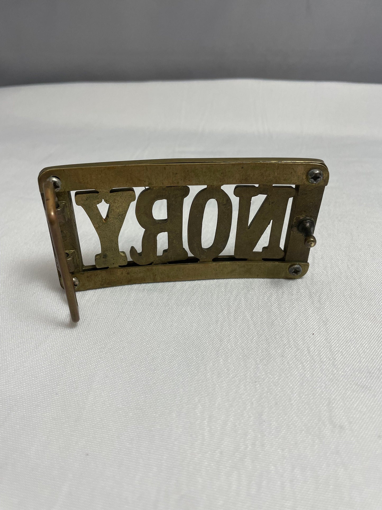 Vintage 1990's Personalized Name 'Nory' Belt Buckle, Vintage Accessories, Brass Belt Buckle, Custom Name Belt Buckle