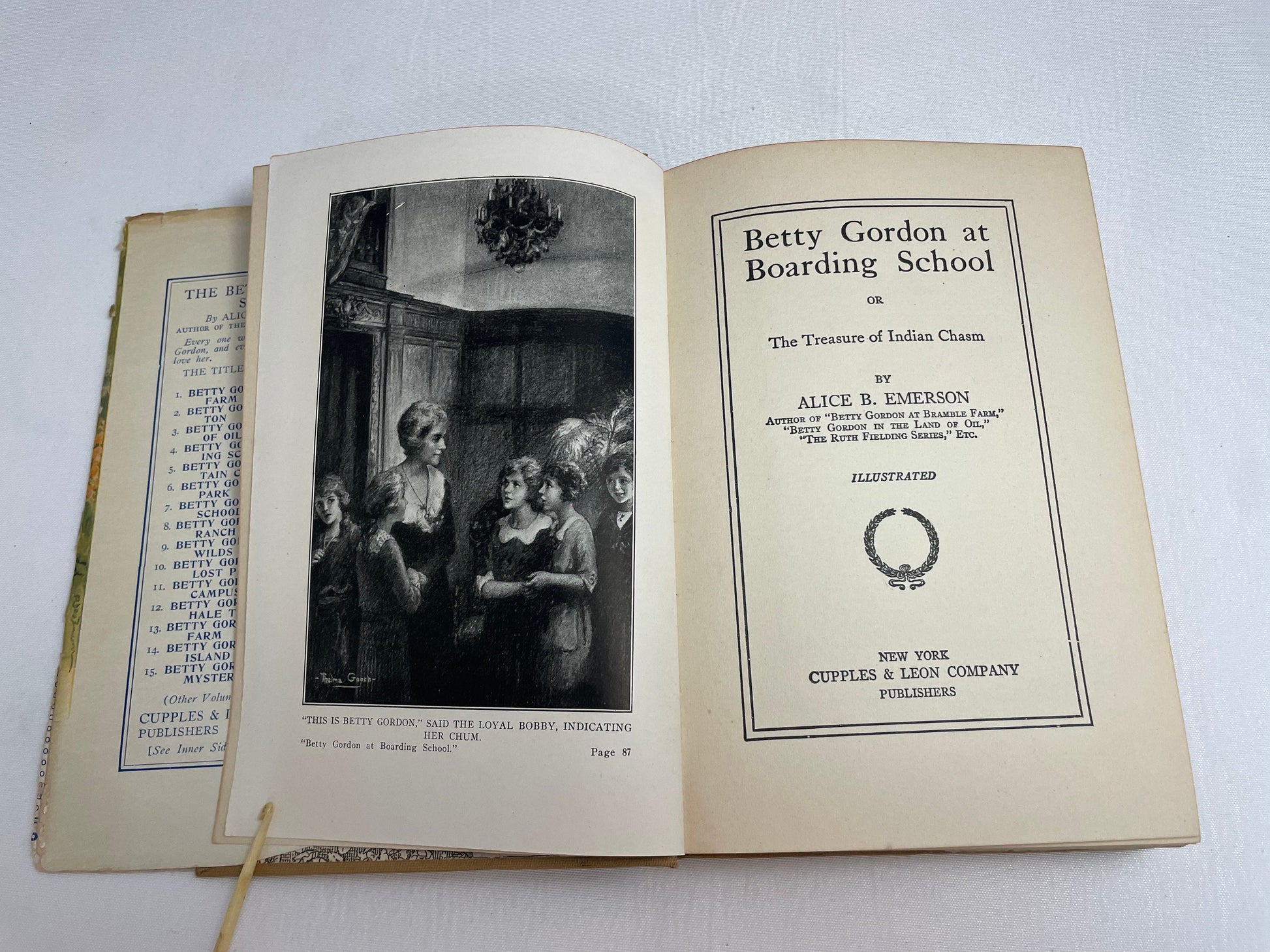 Betty Gordon at Boarding School or The Treasure of Indian Chasm By Alice B. Emerson, Illustrated Book, 1920's Books, Collectible Series