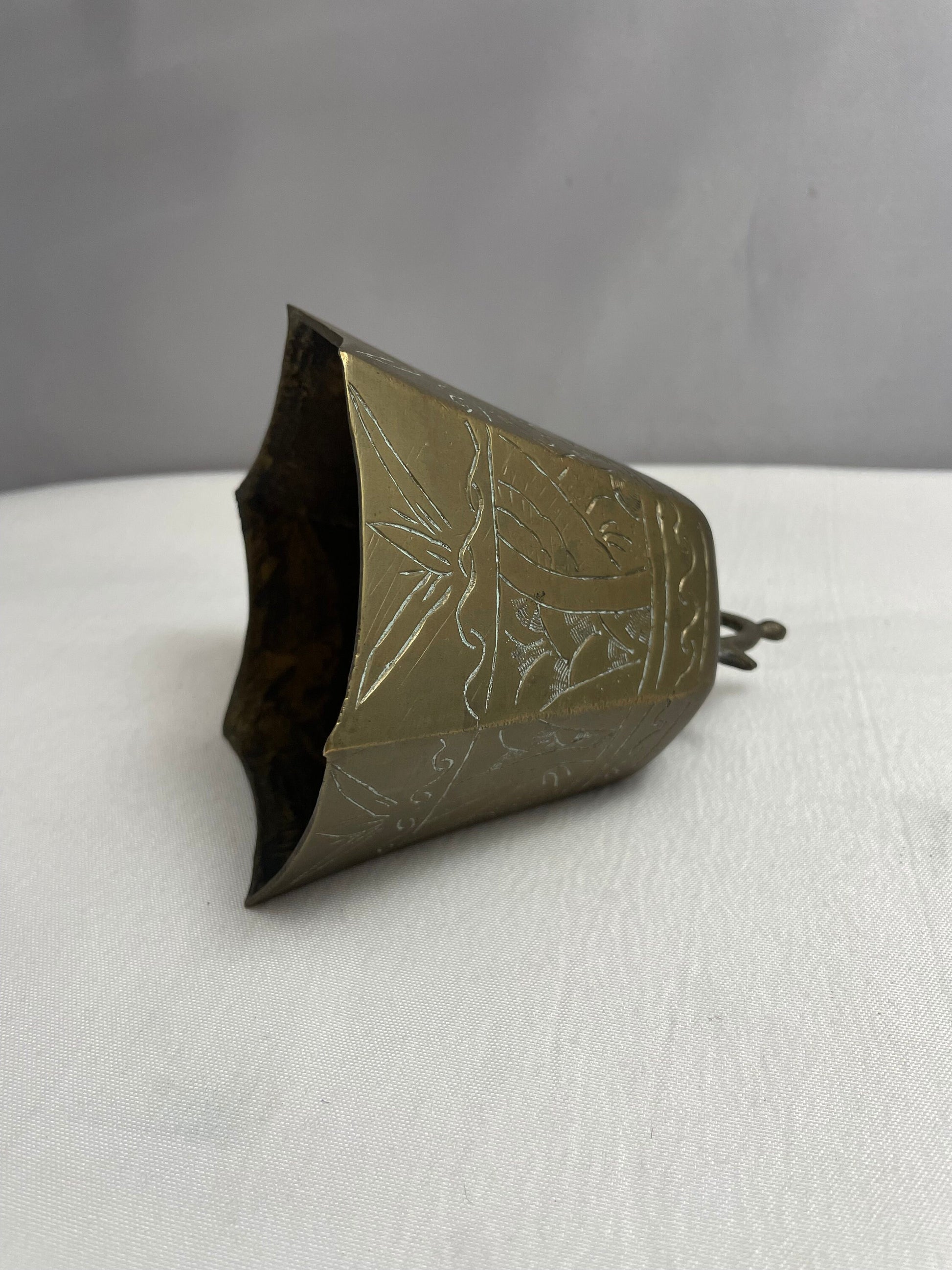 Antique Brass Chinese Temple Bell, Etched in Designs, Etched in Designs, Meditation Prayer Bell, Buddhist Temple, Rare Collectible