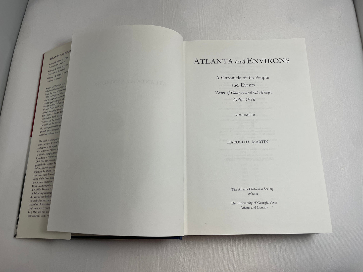 Atlanta and Environs: A Chronicle of Its People and Events, Volume III 1940s to 1970s, Vintage History Book, Non Fiction