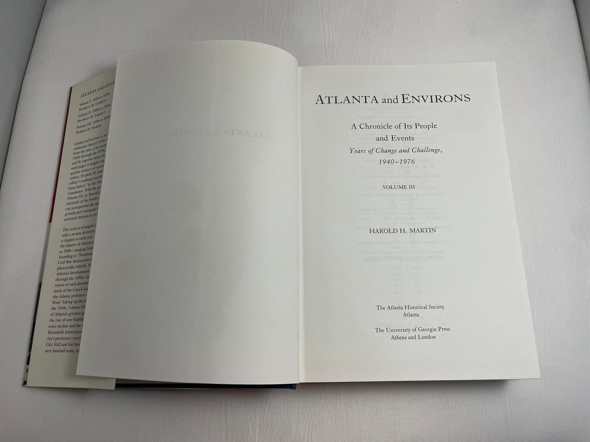 Atlanta and Environs: A Chronicle of Its People and Events, Volume III 1940s to 1970s, Vintage History Book, Non Fiction
