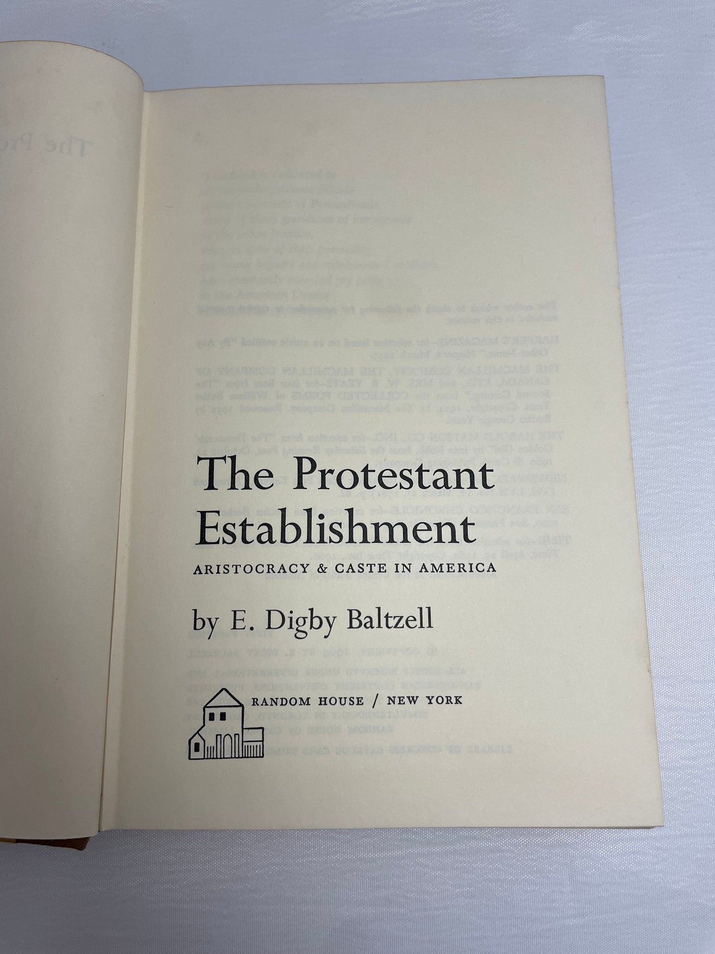 The Protestant Establishment: Aristocracy and Caste in America By Baltzell | Vintage 1960's Book | First Edition Book | Rare Book