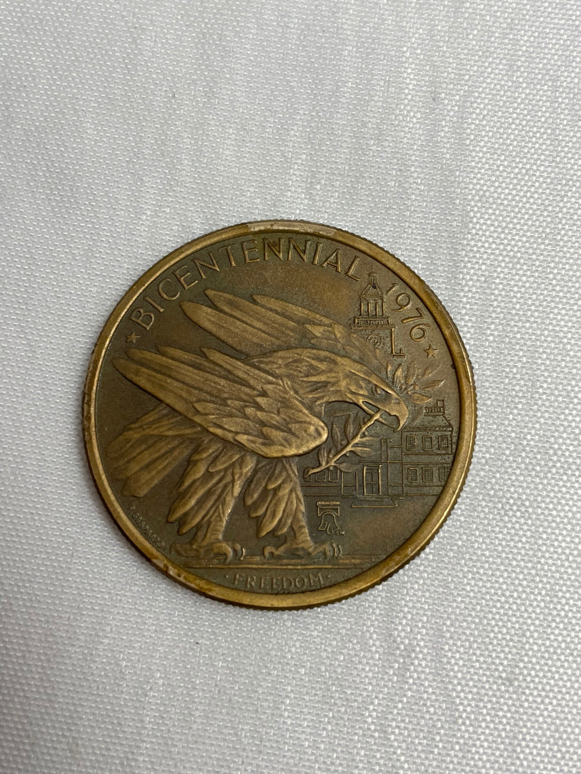 Benjamin Franklin Portrait on Bronze Medal, Vintage 1976, Philadelphia Bicentennial, Liberty Bell, Bald Eagle, July 4 1776