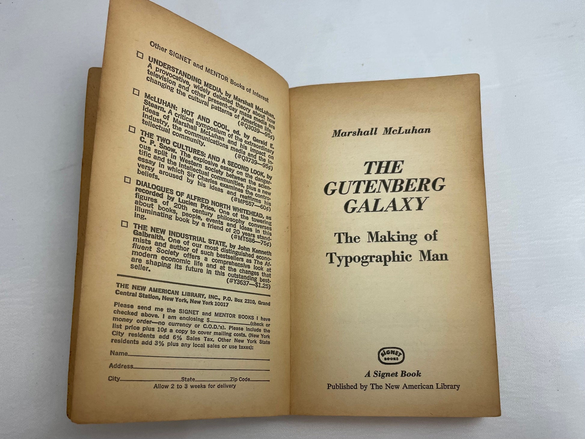 Marshall McLuhan The Gutenberg Galaxy, Vintage 1960's Novel, Social Science Book, The Making of a Typographic Man, Bibliographic